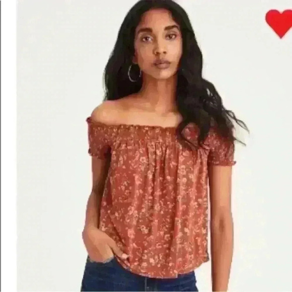 NWOT American Eagle Off The Shoulder Floral Flowy Babydoll Blouse Tank Small - Picture 1 of 6